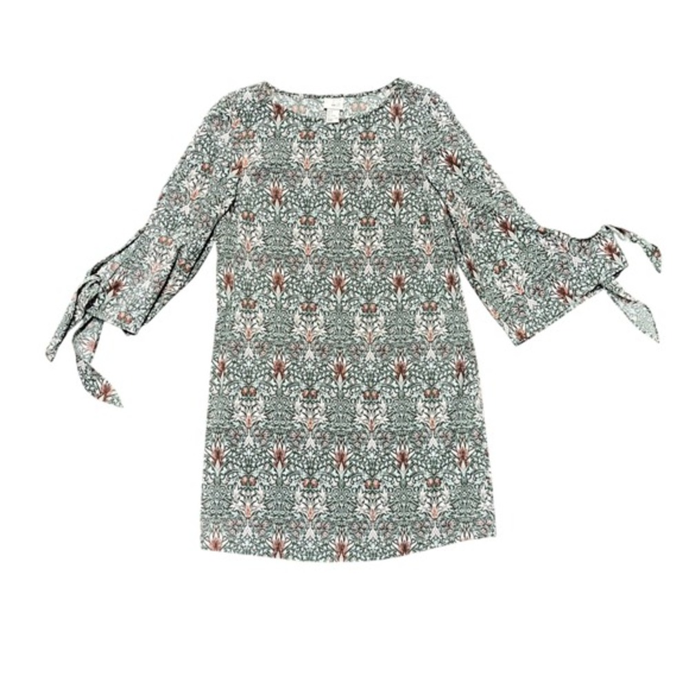 Morris & Co x H&M Floral Print Bell Sleeve Dress Size 6 Green‎ White